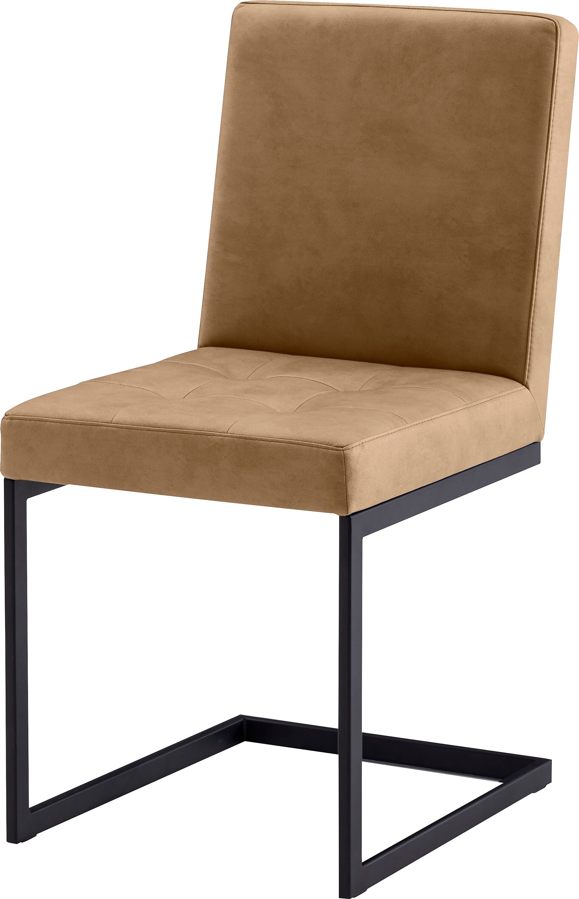 Esszimmerstuhl K+W KOMFORT & WOHNEN "Freischwinger", braun (cognac 71), 1 Stk., Microfaser, Stühle, Esszimmerstuhl, Freischwingergestell aus Vierkantrohr schwarz, hoher Sitzkomfort cognac 71 1 Stk., Microfaser