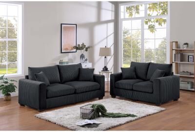 Esofastore Modern Style 2pc Sofa Set Accent Pillow Black Finish