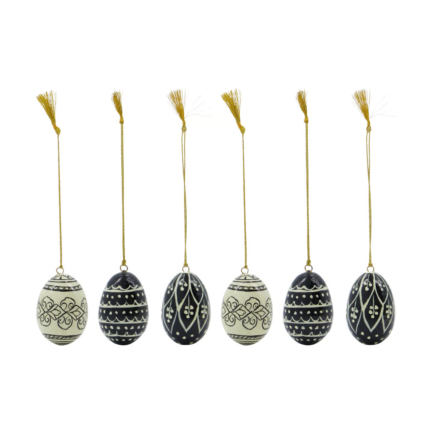 House Doctor Deco paasei 6-delig Black-offwhite 5 cm