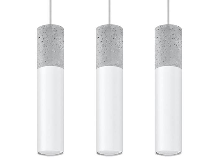 Suspension Acier Blanc/Gris GU10 3 Borigio Line