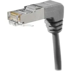 Exertis Connect Patchkabel Cat. 6A, S/FTP (PiMF), beidseitig abgewinkelt, grau, 0,3 m