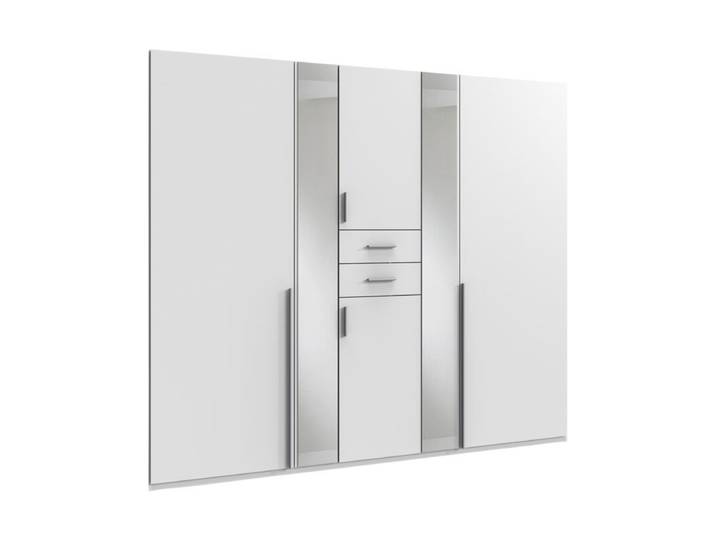 Wimex Vanea Drehtürenschrank, 6-trg. mit Schubkästen - Dekor weiß, Spiegelglas Modern