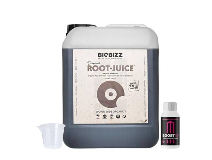 GROWMANIA Root Juice von BioBizz 5L + Probe Boost Up von Up Nutrients + Messbecher Organischer Wurzelbioestimulator für große Gärten und Obstgärten Fördert umfassende Wurzelgesundheit