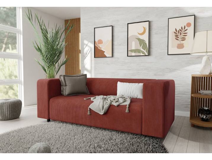 S-Style Möbel 2-Sitzer Sofa Gustav aus Cord-Stoff mit bequemem Sitz, mit Wellenfederung