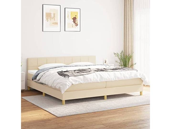 RJPLMFV Matratzen-Matratze, 200 x 200 cm, Stoff, cremefarben Verstellbarer Kopf, Taschenfedern, mittelharte Unterstützung, weicher Matratzenschoner