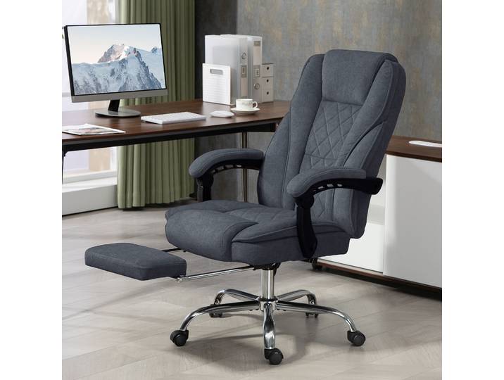 Vinsetto Fauteuil Bureau Massant Chauffant Réglable Gris