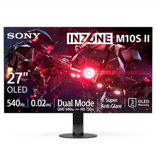 Sony INZONE M10S II 27 inch OLED QHD Gamingmonitor, 540 Hz, 1440p, Zwart