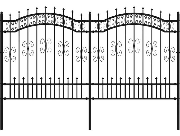 vidaXL Gartenzaun KAMPEN mit Speerspitze Schwarz 240 x 125 cm Stahl