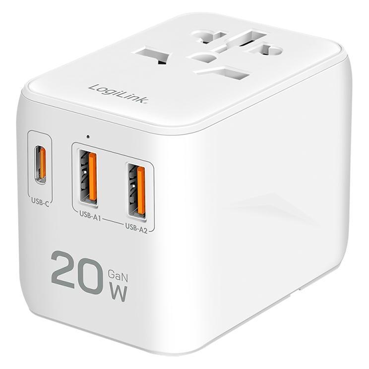 LogiLink Universal-Reisenetzteil, 20 W (PD), 4x-Anschlüsse, feuerfest, weiss (PA0356)