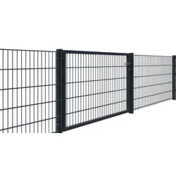 Doppelstabmattenzaun Tür 8/6/8 - anthrazit (RAL 7016) - 150 x 180 cm - Gartentür 150 cm breit - einflügelig - pulverbeschichtetes Zaun Tor