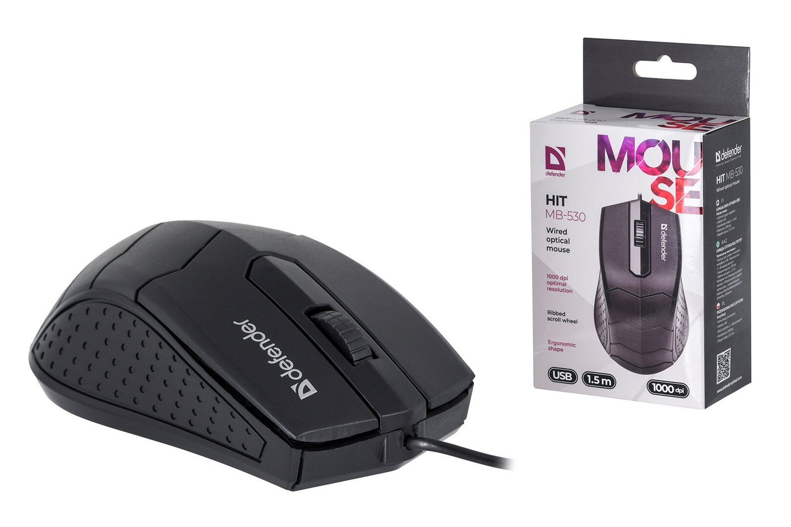 Defender Mouse Defender Hit MB-530 Optische Muis - Zwart - 1000 DPI