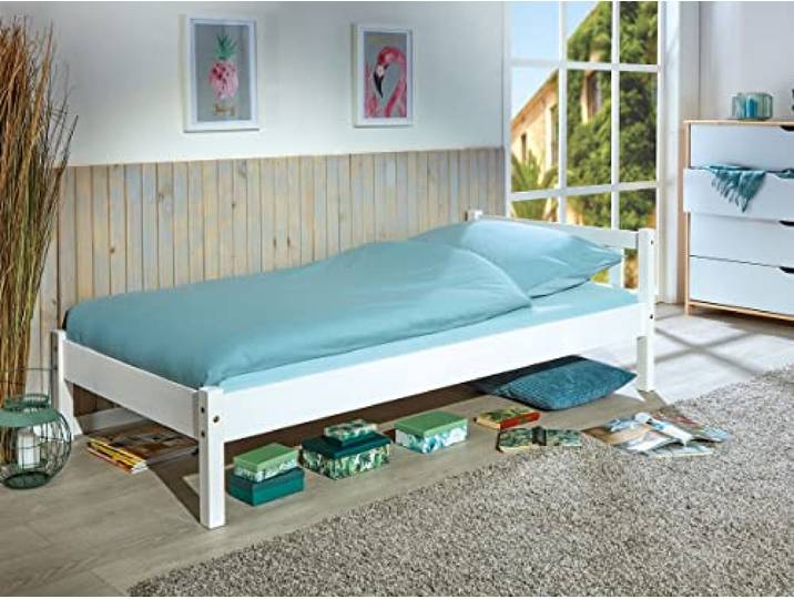 möbelando Einzelbett >Vilmar< (BxHxT: 210x70x98 cm) in Weiss - 210x70x98 (BxHxT)
