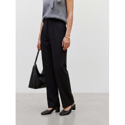 Anzughose TOPSHOP "TSLOUISE STRAIGHT LEG TROUSER TLR NOOS", Damen, Gr. 34, N-Gr, schwarz, Web, Obermaterial: 100% Polyester, unifarben, weit lang, Hosen Anzughose, Polyester, weit geschnitten