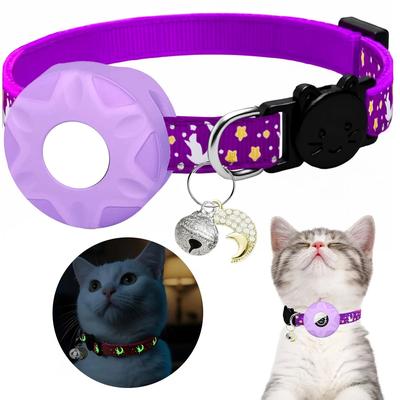Uplifted Finds Celestial AirTag Glow in the Dark Breakaway Cat Collar purple (no Tracker)
