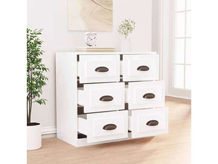 KTHLBRH Anrichte weiß 70 x 35,5 x 67,5 cm aus mehrschichtigem Holz Feuchtigkeitsbeständig, großer Stauraum, glatte Oberfläche, Ausstellungsfläche für Dekoration