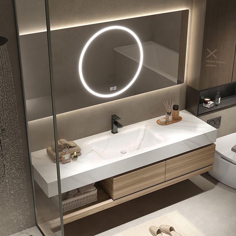 Waschbecken aus Sinterstein mit Schrank und LED-Spiegel für das Badezimmer 110*55cm [RW2032-110 K]
