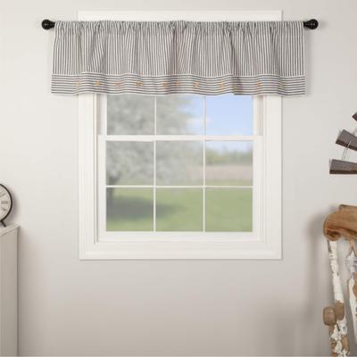 VHC Brands Farmhouse Ticking Gray Valance