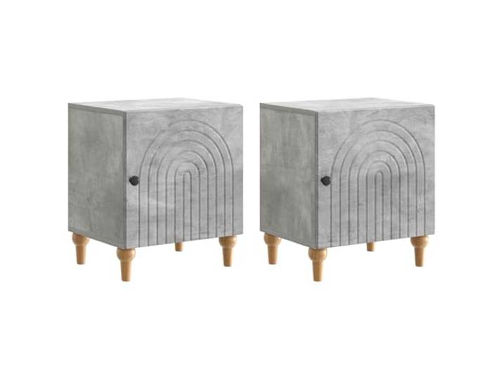 hliofuir Nachttisch 2er Set Betongrau 43 x 34,5 x 50 cm Holzwerkstoff Kompakte Nachtschränke im modernen Betongrau für Schlafzimmer und Wohnzimmer mit viel Stauraum hinter der Tür.