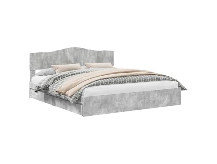 HMDNGOUT Stauraumbett Beton Grau 200x200 cm Holzwerkstoff mit Schubladen, modernes Bettgestell für Schlafzimmer, praktische Aufbewahrungslösung