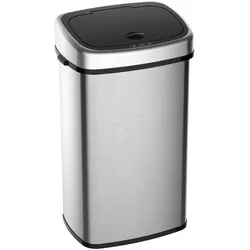 HOMCOM Automatik Mülleimer Abfalleimer mit Infrarotsensor Kücheneimer 48L Silber L40,5 x B29,5 x H57 cm