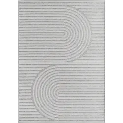 Balkonteppich Bohemian Wetterfest Waschbar Strapazierfähig Terrasse Garten Schadstoffgeprüft Grau 200x290 cm – VENTOUX von Kadima Design