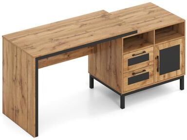 Costway 71-Inch Computer Table with Open Compartments and Drawers-Natural