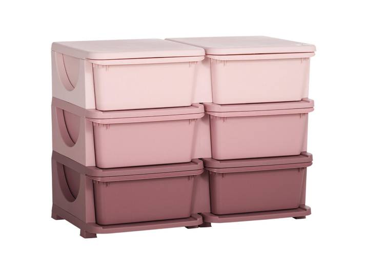 Homcom Schubladenschrank, Kunststoff, Rosa/Violett, 75L x 37B x 56,5H cm, 37x56.5x75 cm, Baby- und Kindermöbel