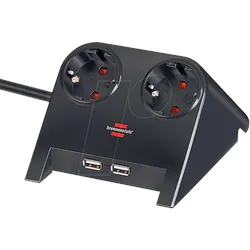 BRE 1153500222 - Desktop-Power, Steckdosenleiste 2-fach + 2-fach USB, schwarz