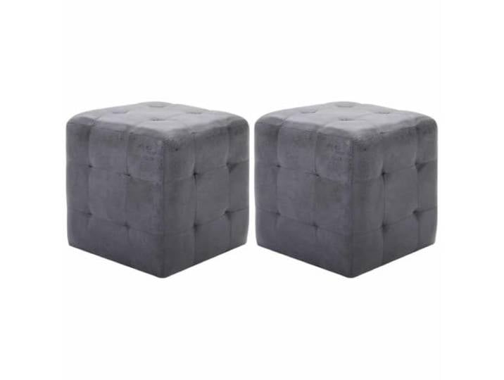 LKJephalotrop Nachttisch 2er Set Grau 30x30x30 cm Polsterhocker Retro Vielseitige Beistelltische im 2er-Pack für Schlafzimmer und Wohnzimmer. Elegante Knopfheftung und stabile Holzgestelle.