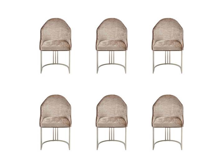 JVmoebel Esszimmerstuhl Beige Esszimmerstuhl im modernen Textildesign aus Metall und Holz, Made in Europa