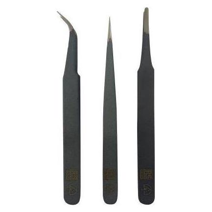 RS PRO 2A ESD, 3 ESD, 7 ESD Stahl Pinzettensatz, 1 (2498649)