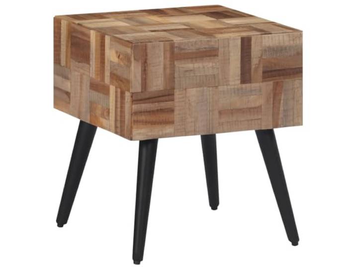 GPWERSDF Beistelltisch 40x40x45 cm Recyceltes Massivholz Teak Stabil mit Eisenbeinen, Wetterbeständig, Einzigartige Maserung, Für Getränke und Deko