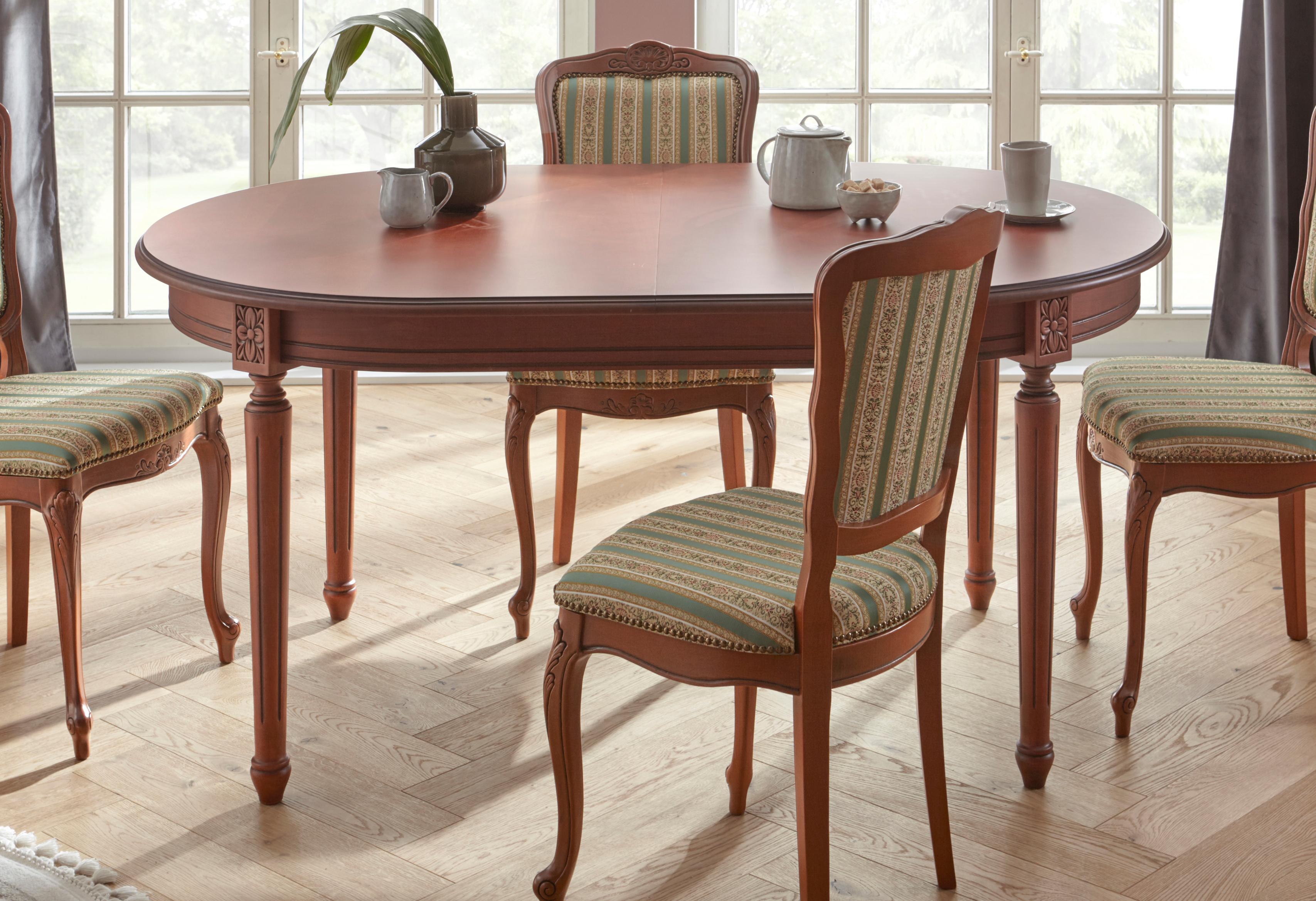 Esstisch HOME AFFAIRE "LUIGI", braun (kirschbaumfarben), Tische, Esstisch, Breite 166-216 cm, natur weiss kirschbaumfarben Einheitsgröße