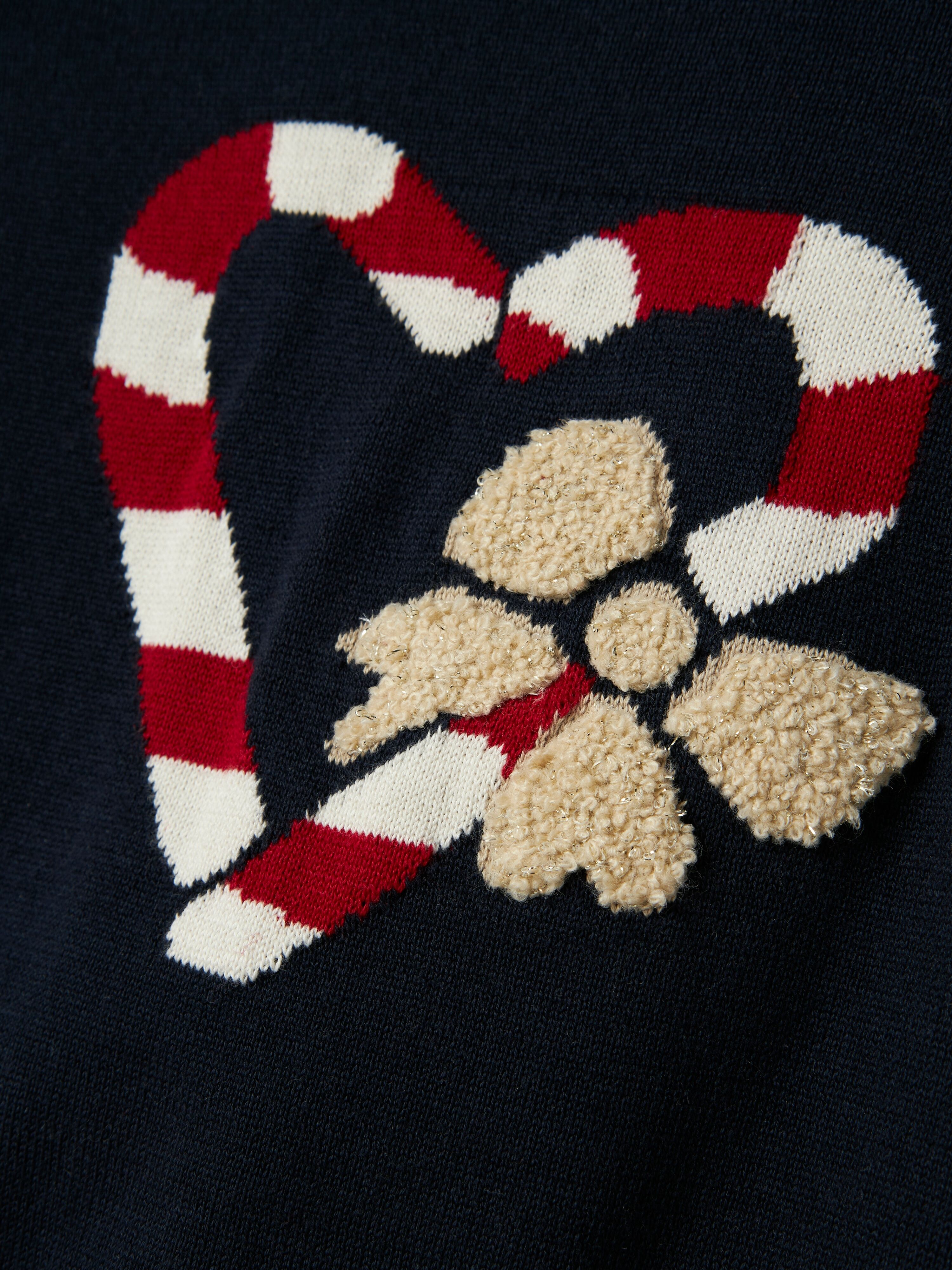 Weihnachtspullover NAME IT "NMFREAMO LS KNIT", Mädchen, Gr. 92, navy blazer, Strick, Obermaterial: 100% Baumwolle, Rundhals, Pullover Weihnachtspullover