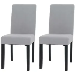 CHEFGASTRO 2er-Set Esszimmerstuhl klassisch und zeitlos HxBxT 90x42x50cm Sitzhöhe 47cm Stoff/Textil Cord Holz dunkle Beine Hellgrau