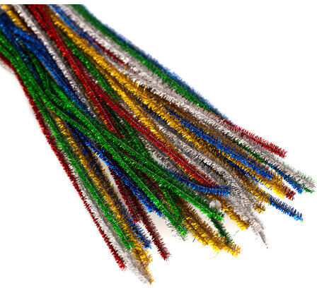 Chenilledraht mit Glitzer, 5–6 mm x 50 cm, 50 Stück