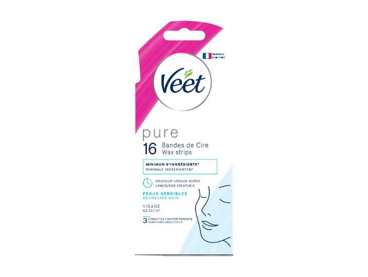 Veet Pure Ontharingsstrips - Gezicht - Hypoallergene - Aanbevolen Door Dermatologen - 16 stuks