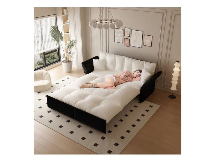 i@home Schlafsofa Sofa-Betten, Tufting, 2 Kissen für Wohnzimmer 1 Teile, Ausziehsofa 190 cm Velours, konvertierbar zu Bett & Chaiselongue