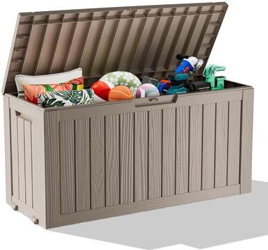 150/100/75/60/50/32/30gallon resin outdoor storage deck box weatherproof lockable(black).