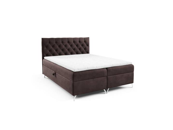 Home Collective Boxspringbett mit Stauraum und Topper Dunkelbraun 140x200 cm, 140x200 cm, Schlafzimmer, Betten, Boxspringbetten