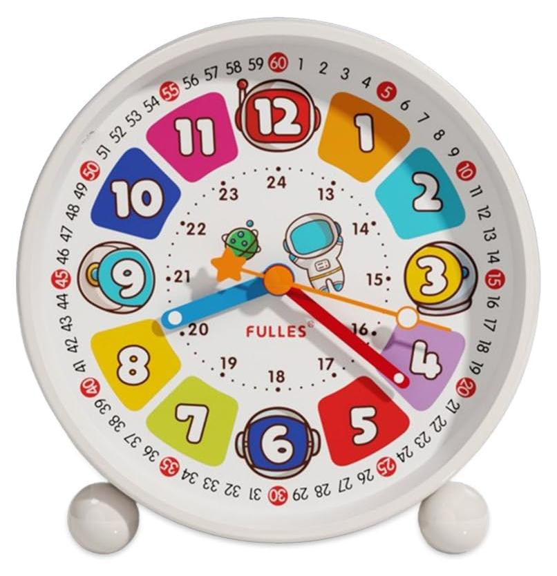Dripio Kinderwekker zonder tikker, analoog, met nachtlampje, wit, Hoogte: 11 cm