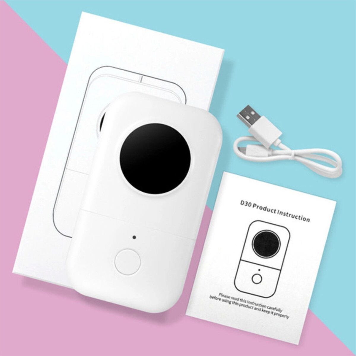 INF Tragbarer Thermo-Etikettendrucker – Bluetooth 4.2, 203DPI, App-gesteuert, mehrere Etikettenbreiten Weiß