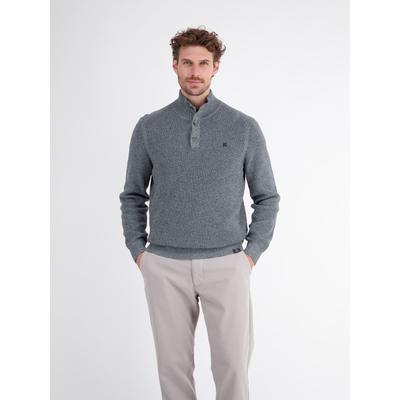 Troyer LERROS "Klasischer Troyer aus gestrickter, flexibler Baumwolle", Herren, Gr. XL, grau (misty blau), 100% Baumwolle, ohne Ausschnitt, Pullover Troyer