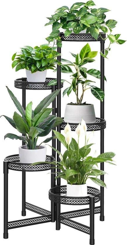 Famanu 5-laags opvouwbaar plantenrek van metaal voor tuin, balkon of woonkamer