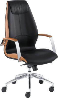 Chefsessel Wave, mit Armlehnen, schwarz/braun