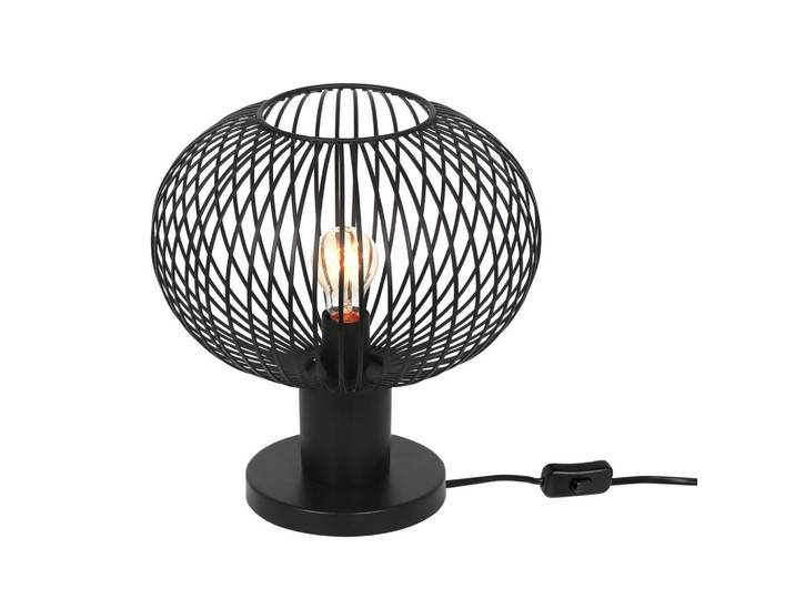 Trio Leuchten Tischleuchte, Schwarz, Metall, 37 cm, Schnurschalter, Lampen & Leuchten, Innenbeleuchtung, Tischlampen, Tischlampen
