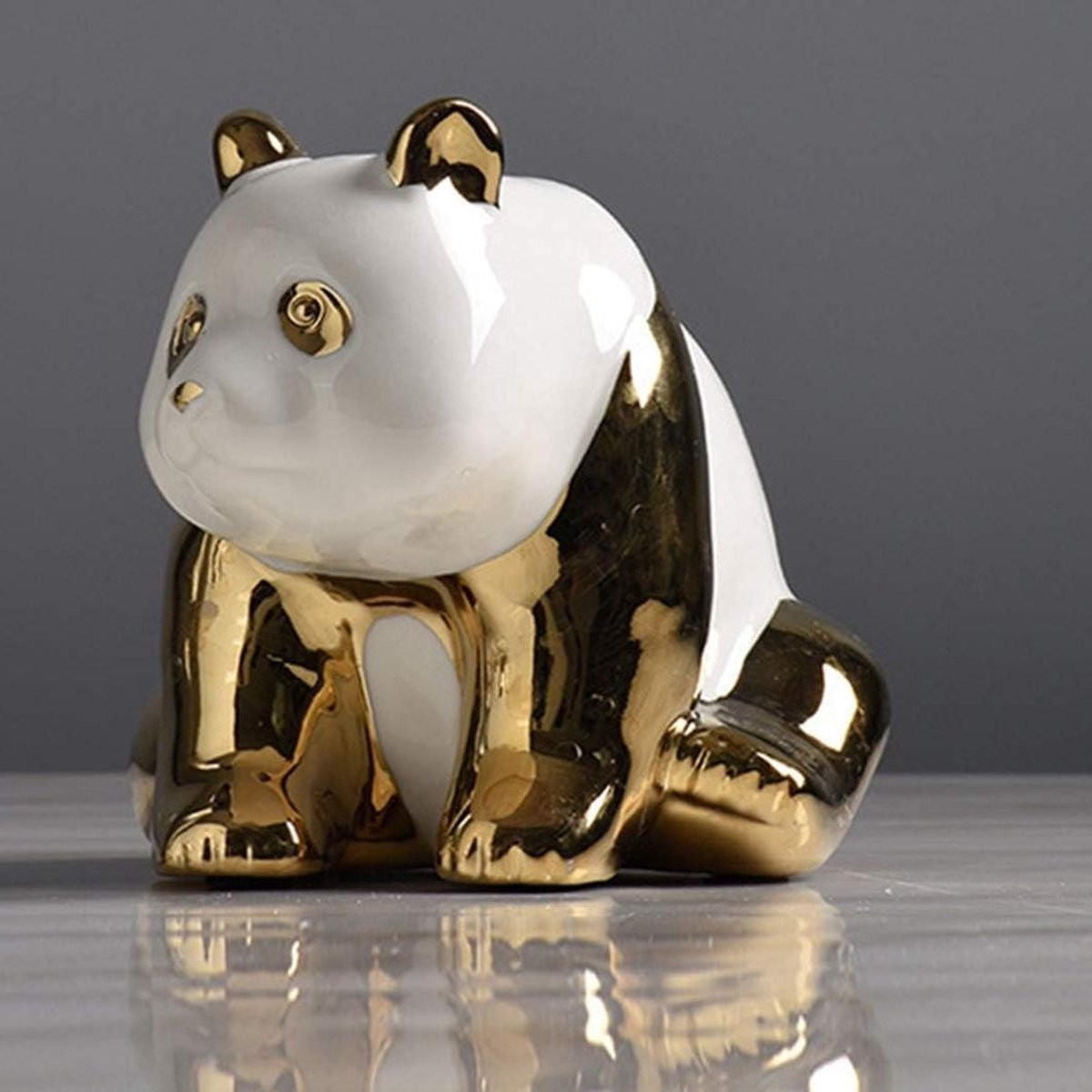 Keramiek Panda Beeldje Decoratief Ornament Goud