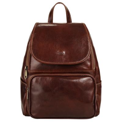 Cityrucksack PIKÉ "PIKÉ Damen, Herren echt Leder, Made in Italy", Gr. B/H/T: 33cm x 26cm x 12cm, onesize, braun, Leder, unifarben, Rucksäcke Cityrucksack, echt Leder, Made in Italy