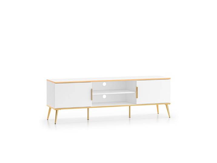 Meuble TV 2 portes Petits-meubles - Zora - 160 x 40 x 53cm - Blanc