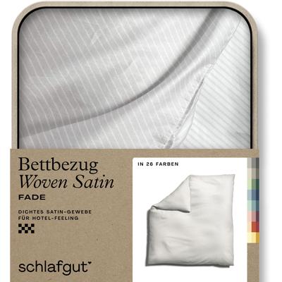Bettbezug SCHLAFGUT "Premium Bettbezug Woven Fade Satin (1 St)", weiß (full weiß, sand light), B:200cm L:200cm, Mako-Satin, Obermaterial: 100% Baumwolle, Bettbezüge, Ton-in-Ton Reißverschluss, Fadendichte von 300tc, Streifen, OEKO Tex